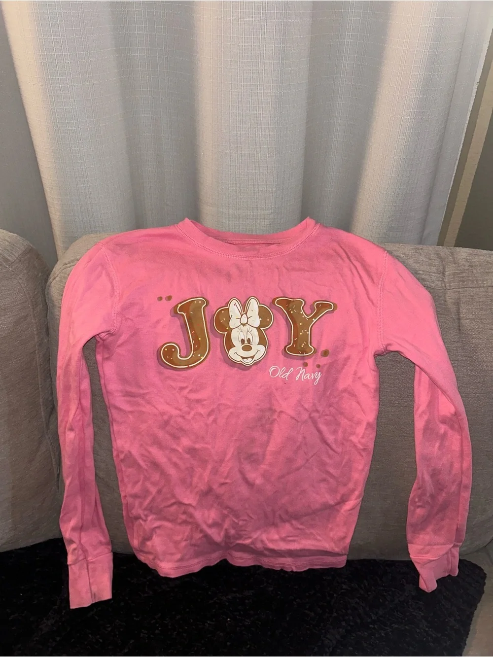 Old Navy Pink Minnie Mouse 'JOY' Long-Sleeve Tee